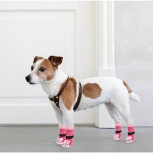Pupteck Dog Socks Paw Protectors w/Grippers Color:Fuschia Size: XL